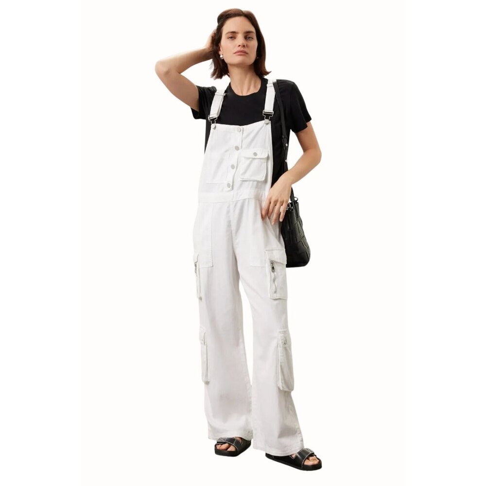 BLANKNYC  White Denim Cotton Overalls Utilitarian Vibe Relaxed Adjustable Small